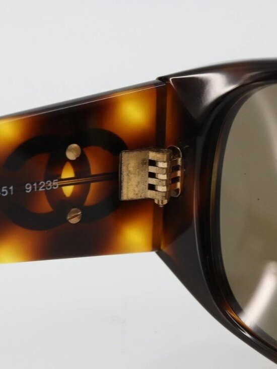 CHANEL Sunglasses Plastic Brown Gold CC Auth yk20489M main image 9